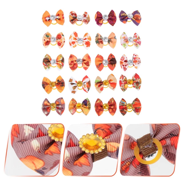 20 un. corbatas elásticas para el pelo de Navidad con sombreros de otoño para perros