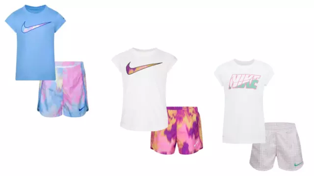 New Nike Little Girls T-Shirt & Shorts 2 Piece Set Pick Size & Color MSRP:$40