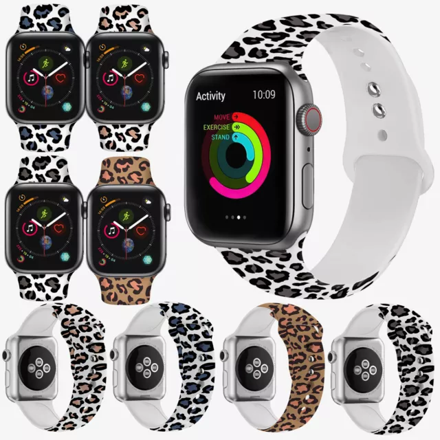 Leopard Replace Silicone Sport Band 38mm-45mm For Apple Watch Series 7 6 5 4 3 2