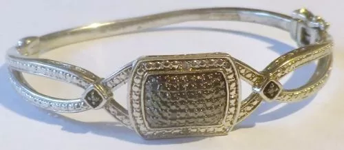 bracelet bijou rétro rigide gravé effet diamant relief argenté *4847