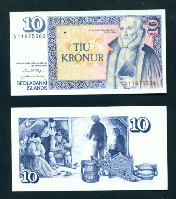 ICELAND - 1961 10 Kronur UNC Banknote