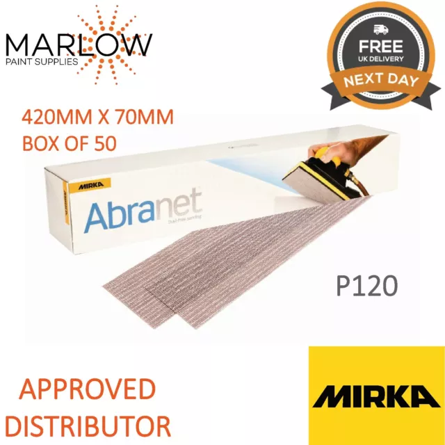 Mirka Abranet 420Mm X 70Mm Abrasive Net Sanding Strips Pack Of 50 - P120