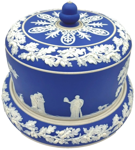 ANTIQUE 19TH CENTURY English Dudson Jasperware Blue & White Cheese