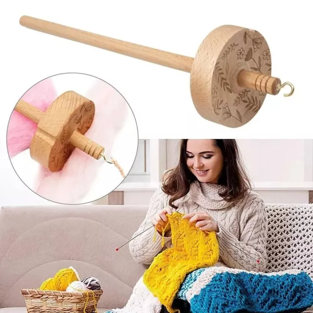 Hand Carved Spindle Top Wooden Whorl Yarn Spin Drop Spindle  Beginners