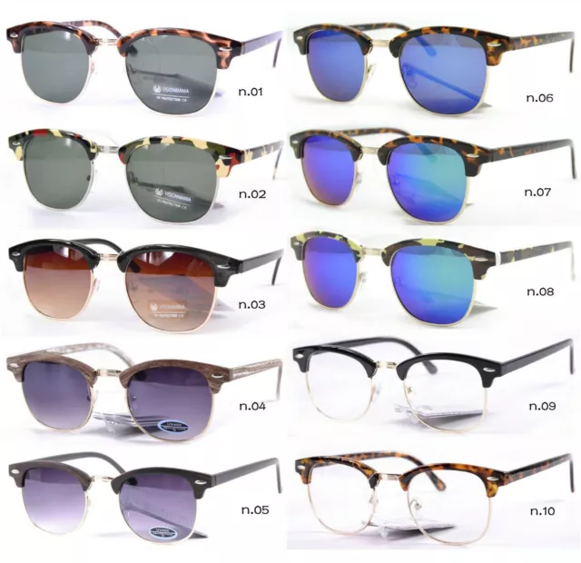 Occhiali Da Sole Uomo Donna Vari Colori Modello Club Anche Lenti Neutre Specchio