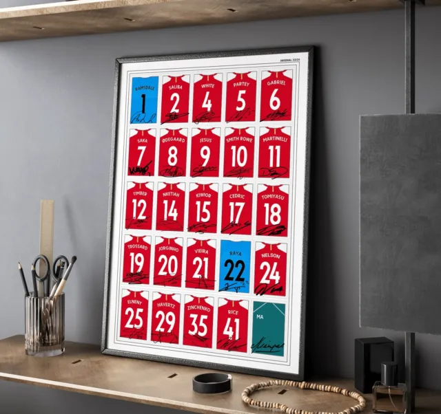 Arsenal Shirt 2024 Signed Print Framed Photo Poster Squad Team Squad New Saka #2