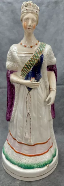 Antique English Staffordshire Pottery Young Queen Victoria Figure 13.5" Tall