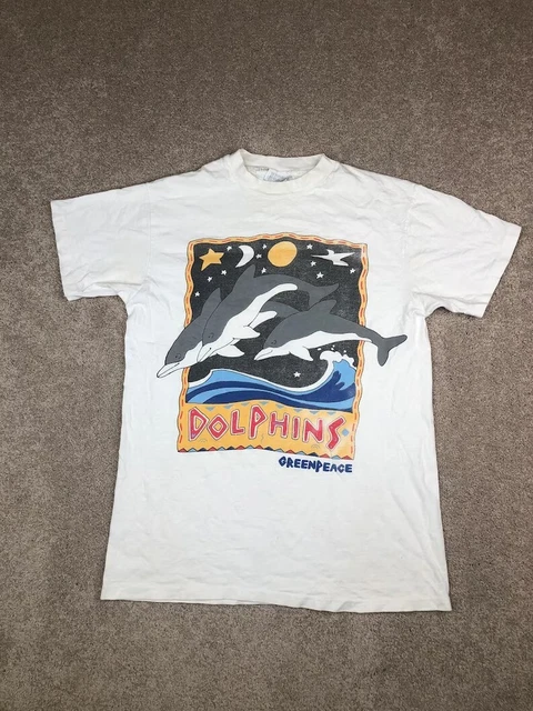 Vintage 90s Dolphins White T-Shirt / 90s / Single Stitch / Made In USA / Dolphin