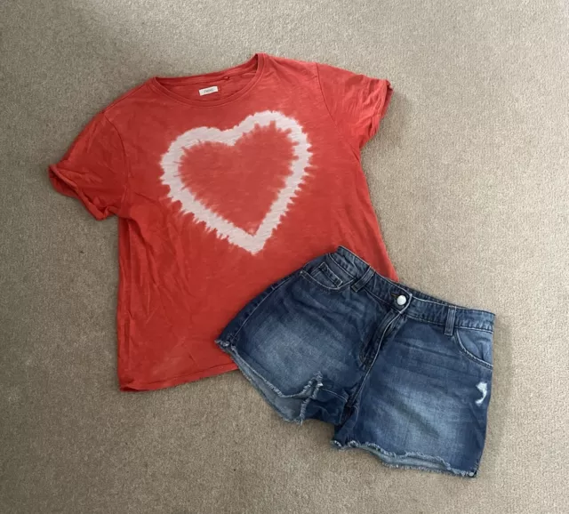 NEXT Set pantaloncini e t-shirt in denim per ragazze 13 anni