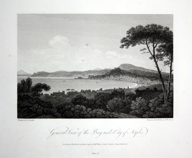 1796 Napoli Neapel Naples Veduta Italia Acquaforte Insicione Engraving Stampa