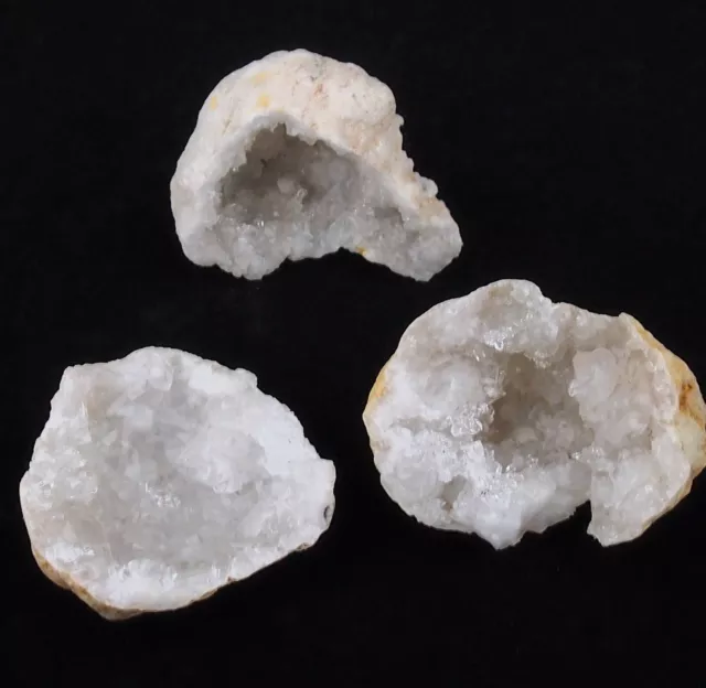 3 x Bergkristall Natur Druse Ø 40 mm AA - Qualität aus Brasilien Stufe Geode D25