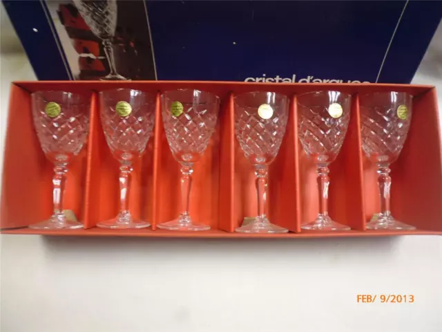 Stunning Crystal Wine Glasses X6 Cristal D'arques France New Boxed