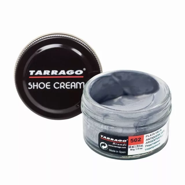 Crema para Calzado Zapatos numero 502 PLATA VIEJA Betún Marca Tarragó 50 ml.