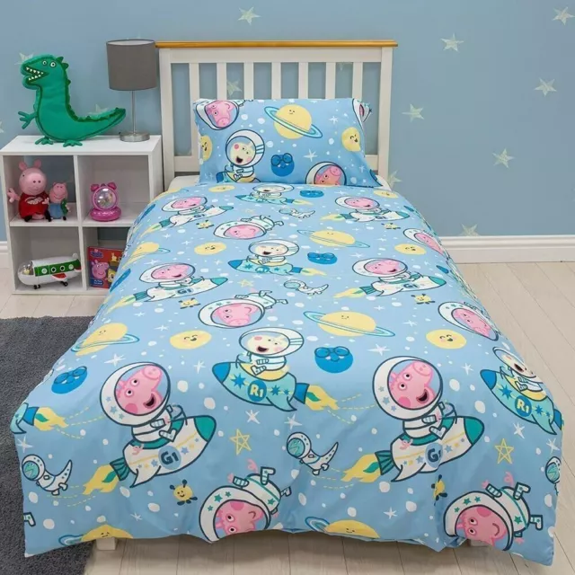 George Pig Star Reversible Single Duvet Cover Bedding Set Peppa