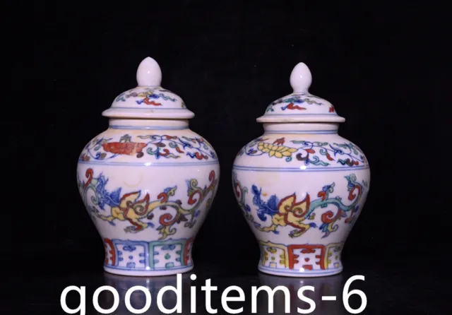 5.5"Old China Porcelain Ming Dynasty Chenghua Doucai Dragon Pattern General Jar
