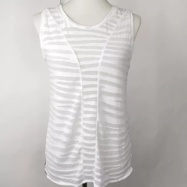 NEW Converse One Star White Tank Top Sheer Burnout Zebra Stripe Womens S