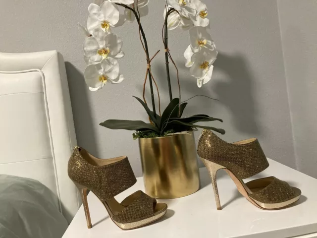 Bnib Jimmy Choo Wedding 'Private' Sandal Size 37.5 (7 Us) In Champagne Gold!