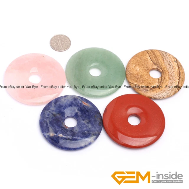 Natural Assorted Stones Round Donut Beads For Pendant Earring Necklace 1 Pcs AU