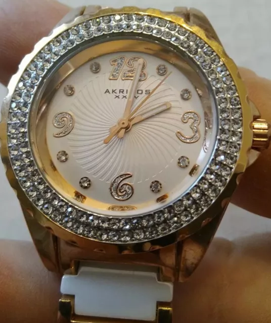 Exquisite Akribos XXIV Womens Crystal Bracelet Diamond Watch Nice Time Piece!