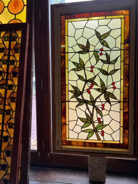 American floral stained glass window