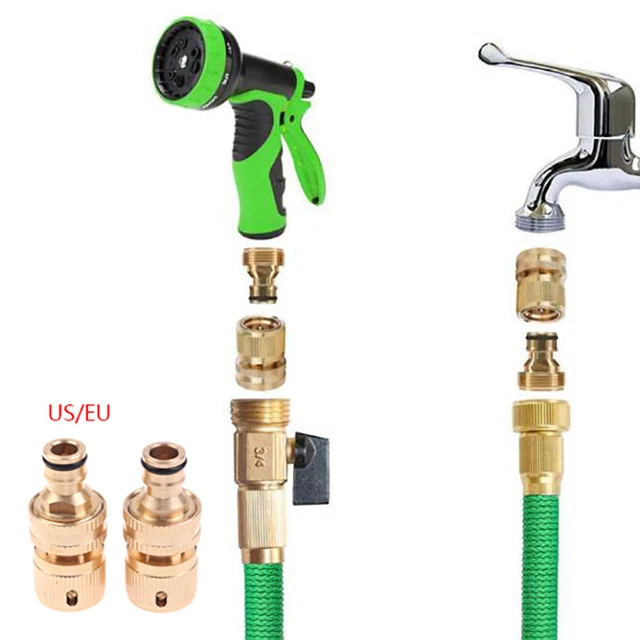 3/4' Garden Hose Quick Connect Water Hose Fit Brass Female Male Connector Set'EN