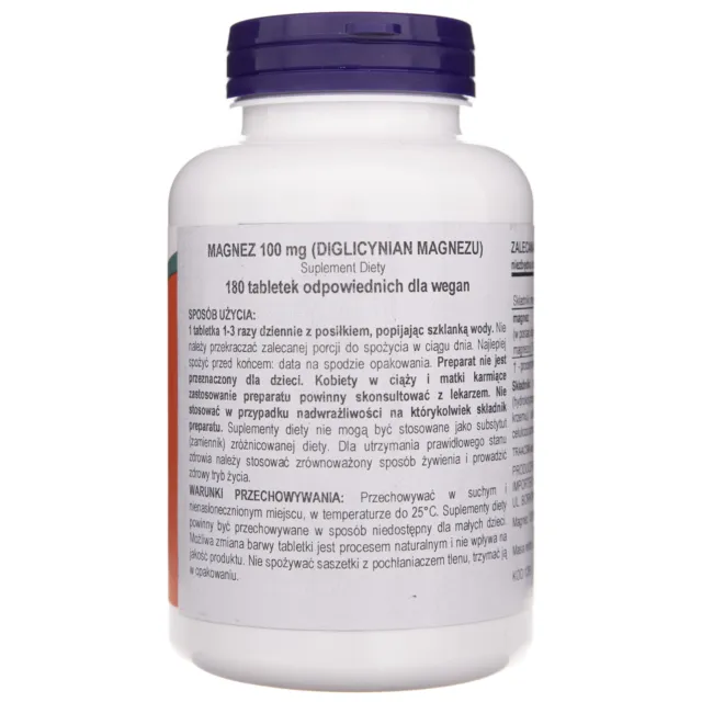 Now Foods Magnesium Bisglycinate 100 mg 180 Tabletten 2