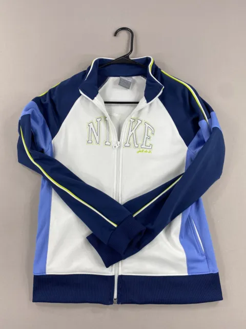 Nike Track Athletic Jacket Girls Sz XL (16) Blue White Misses Zip Long Sleeve