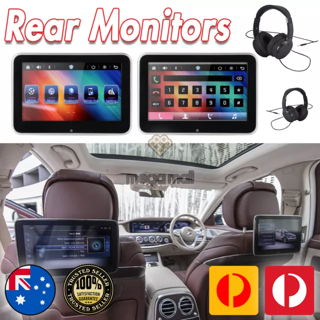 2Pcs 8" Touch Screen HD Android Car Rear Seat Headrest Monitors Mirror Link