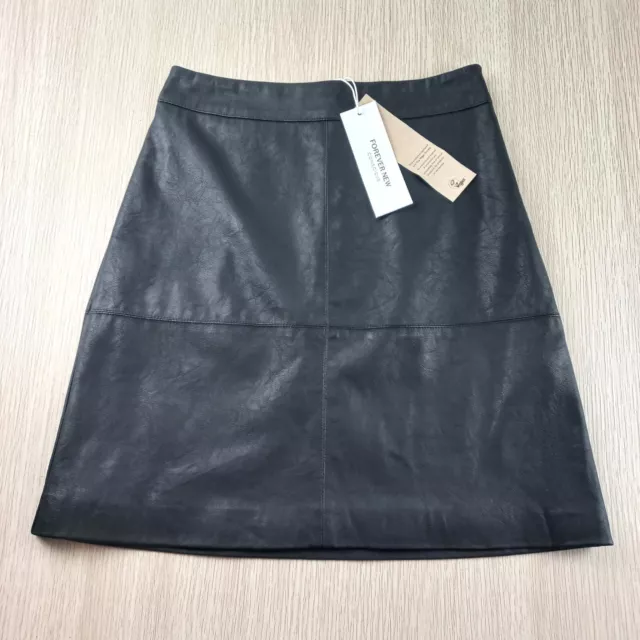 Forever New Vegan Leather Mini Skirt Women's Size 4 A Line Black Lined BNWT