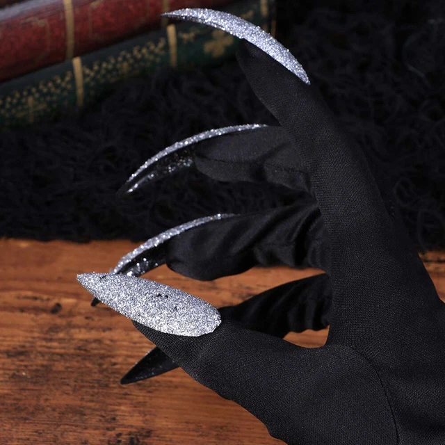 4 piezas Guantes de disfraz de Halloween Ghost Nail Gloves uñas largas Cosplay