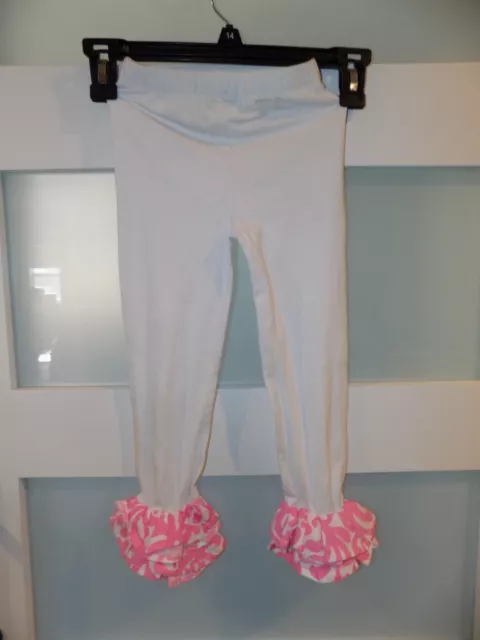 Mud Pie White Pants W/Ruffled Pink and White Bottoms Size 3T Girl's NWOT