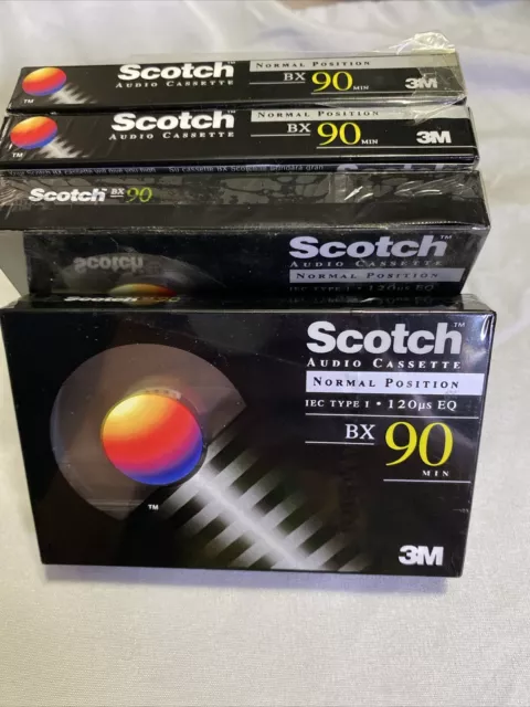 Lot Of 4 VTG New Sealed Blank Cassettes Tapes Scotch BX 90 Minutes