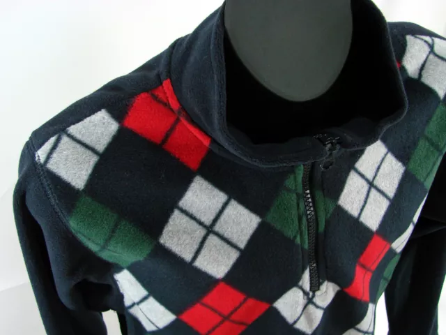 Gymboree Sweater Boy Medium 7-8 Blue Pullover Fleece Argyle 1/4 Zip SNOW CHILLIN 3