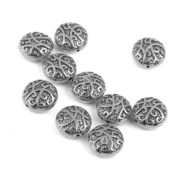 10 Stück Vintage Stil Silberlegierung Charms Geschnitzte Abstandsperlen