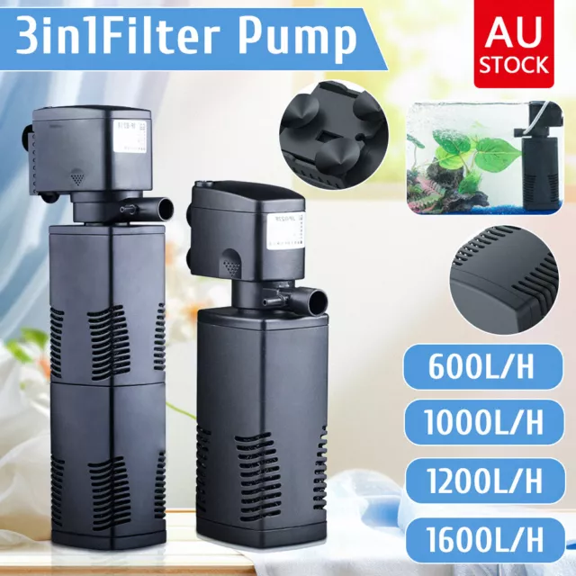 ECO 3 in 1 Fish Tank Aquarium Submersible Water Power Filter Pump 600-1600L/H AU