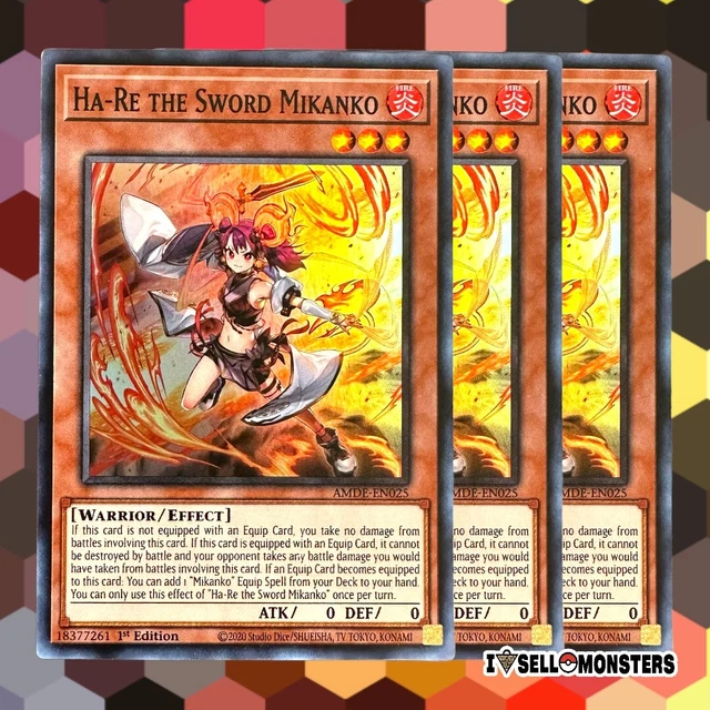 YUGIOH! 3x AMDE-EN025 HA-RE THE SWORD MIKANKO x3 SUPER RARE 1st ED Yu-gi-oh!