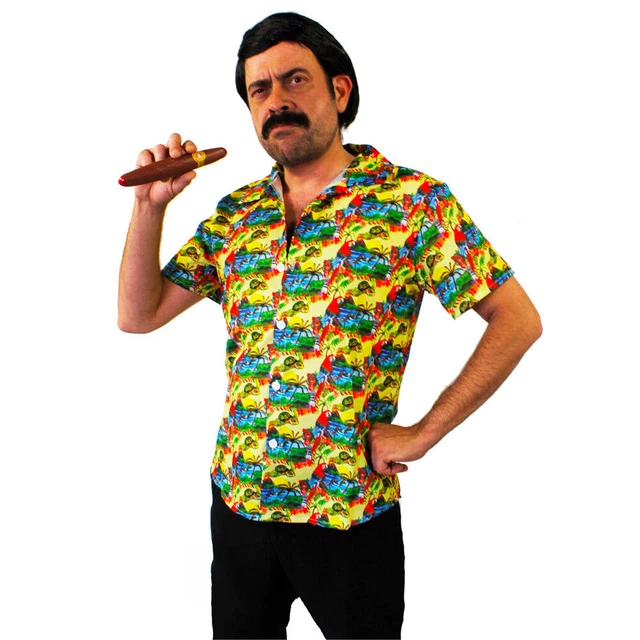 PABLO ESCOBAR COSTUME Droga Signore Fantasia Abito Giallo Hawaiano