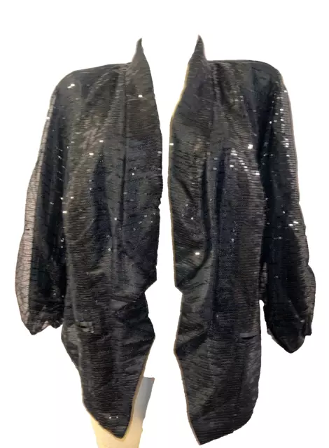 TORRID Jacket Women's Size 3X (3) Black Sequin Collared Ruched Sleeve Blazer