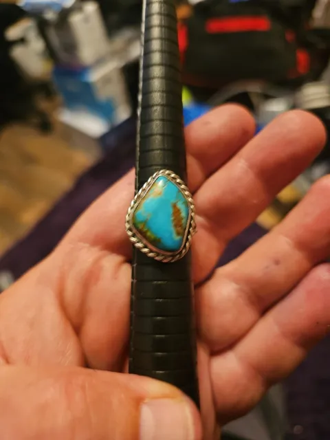 Sterling Silver & Turquoise Ring Marked J Size 7.5/8 Native American???