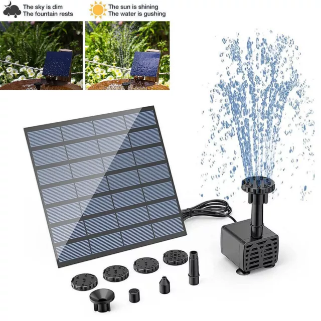 Solar Power Fountain Submersible Floating Water Pump Bird Bath Pond Garden Decor