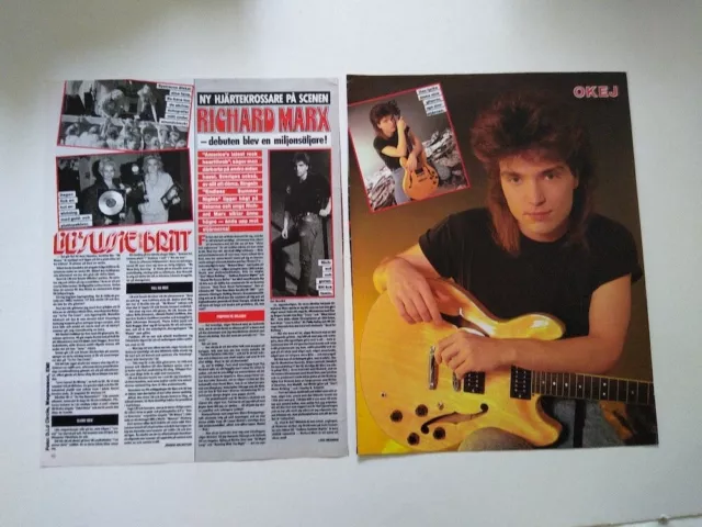 Richard Marx cuttings clippings Sweden 1980s