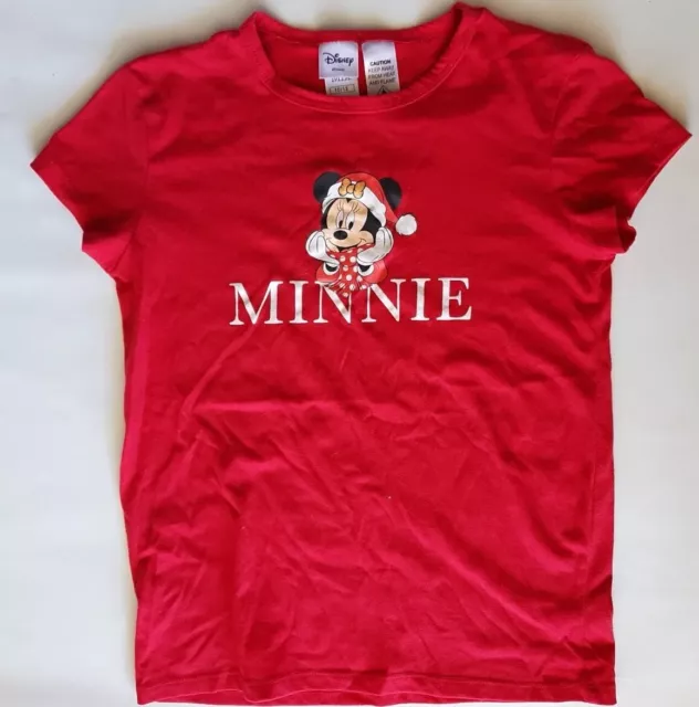 DISNEY MINNIE MOUSE GIRLS T-SHIRT Size 10/12 RED Crew Neck SHORT SLEEVE VGC