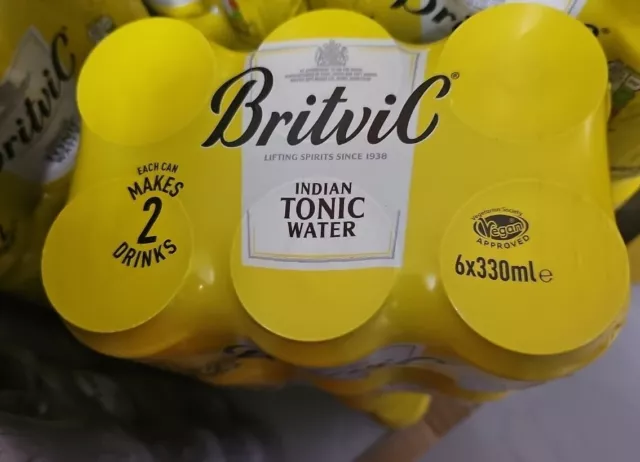 BRITVIC TONIC WATER 12 X 330ml CANS CARBONATED TONIC & SODA WATER SOFT DRINKS