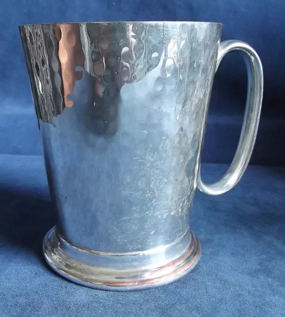SUPERB ~ SILVER Plated ~ HAMMERED ~ Pint TANKARD ~ c1950