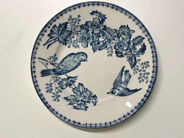 Ancienne Assiette Longwy Demi-Creuse Modèle Mésange D. 21 cm