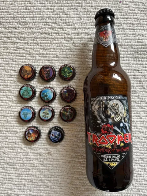 IRON MAIDEN TROOPER BEER Set Of Cover BOTTLE TOPS  X 12 + Limited Edition Bottle