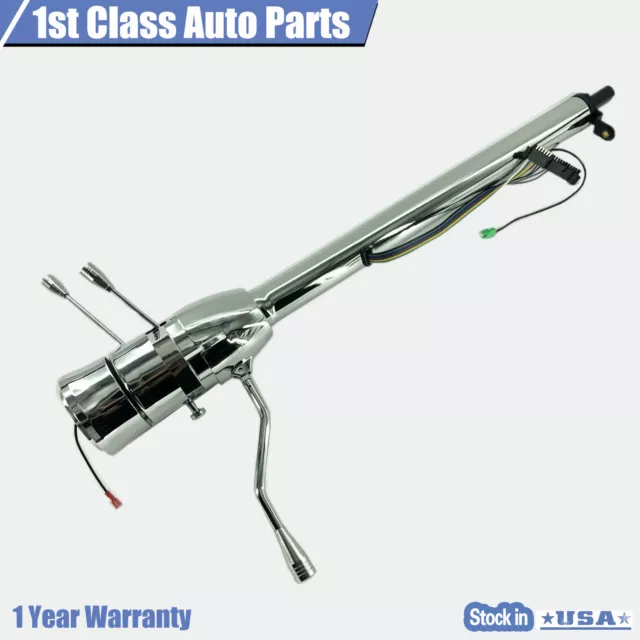 30" Auto Column Shift Tilt Steering Column Indicator W/ Wheel Adapter Chrome