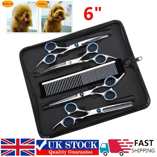 Curated visual reference: Picture Idea: 6 Professional Hair Cutting Scissors Pet Dog Grooming Kits Curved