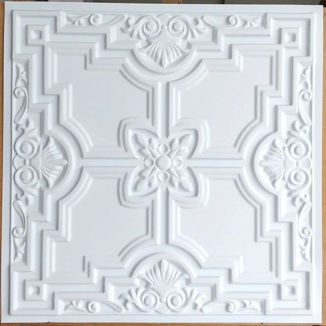 Ceiling design Faux tin white matt decor pub wall panel PL16 10pcs/lot