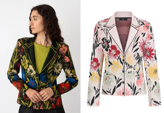 Veste Longue Tricotée IVKO - Blanc Jacquard Andalousie - Taille Normale - Neuf Avec étiquettes